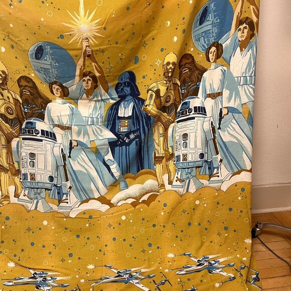 Vintage 1977 Star Wars "A New Hope" Sheet Fabric Twin Size Sears - Picture 4 of 9